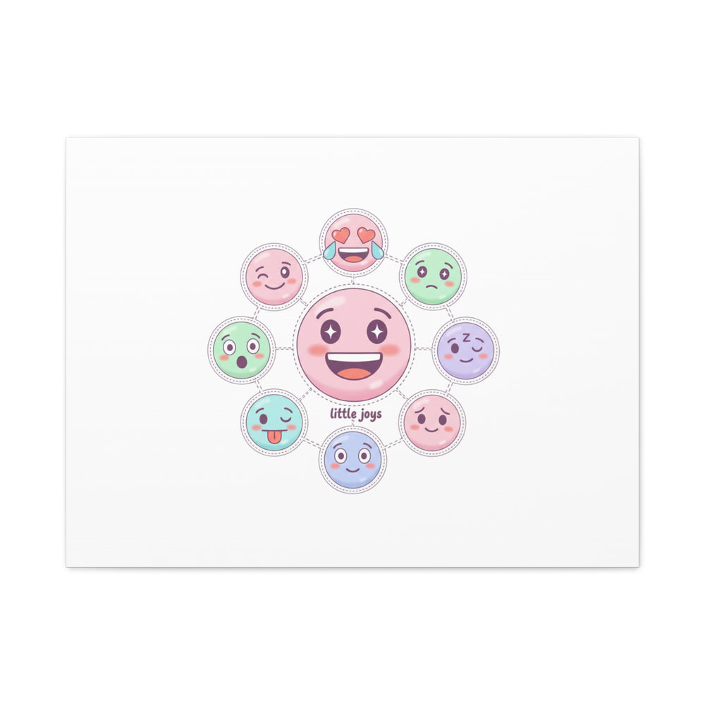 Hand-Drawn Emoticon Sticker Pattern Canvas | Cute Emoji Repeat Print