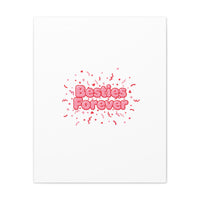 Besties Forever Canvas | Galentine’s Friendship Wall Art, Pink Confetti
