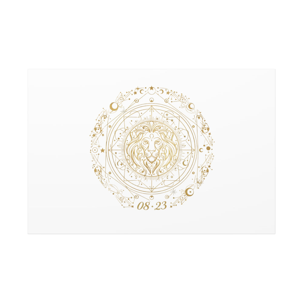 Gold Leo Zodiac Canvas, Astrological Constellation Art | Metallic Lion Wall Art