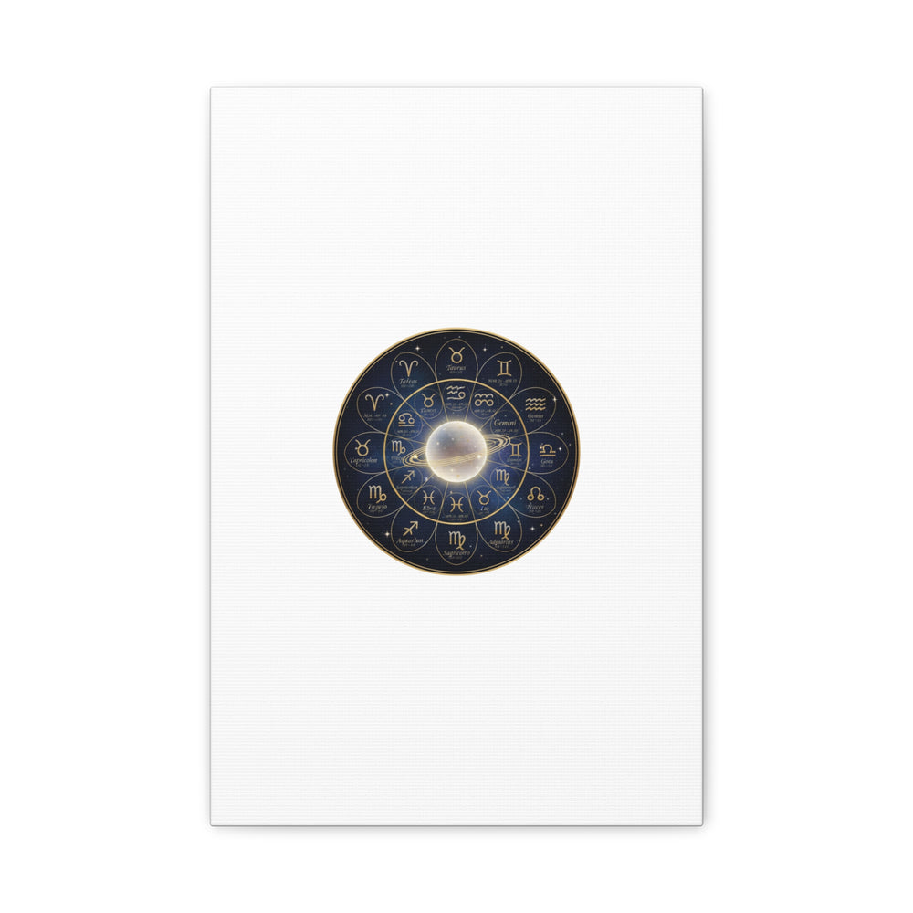 Zodiac Constellation Wheel Canvas, Astrology Art Print | Gold Foil Galaxy