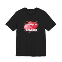 Bella+Canvas3001 | You Make Me Sparkle T-Shirt | Galentine's Friendship Tee, Pink Heart Design