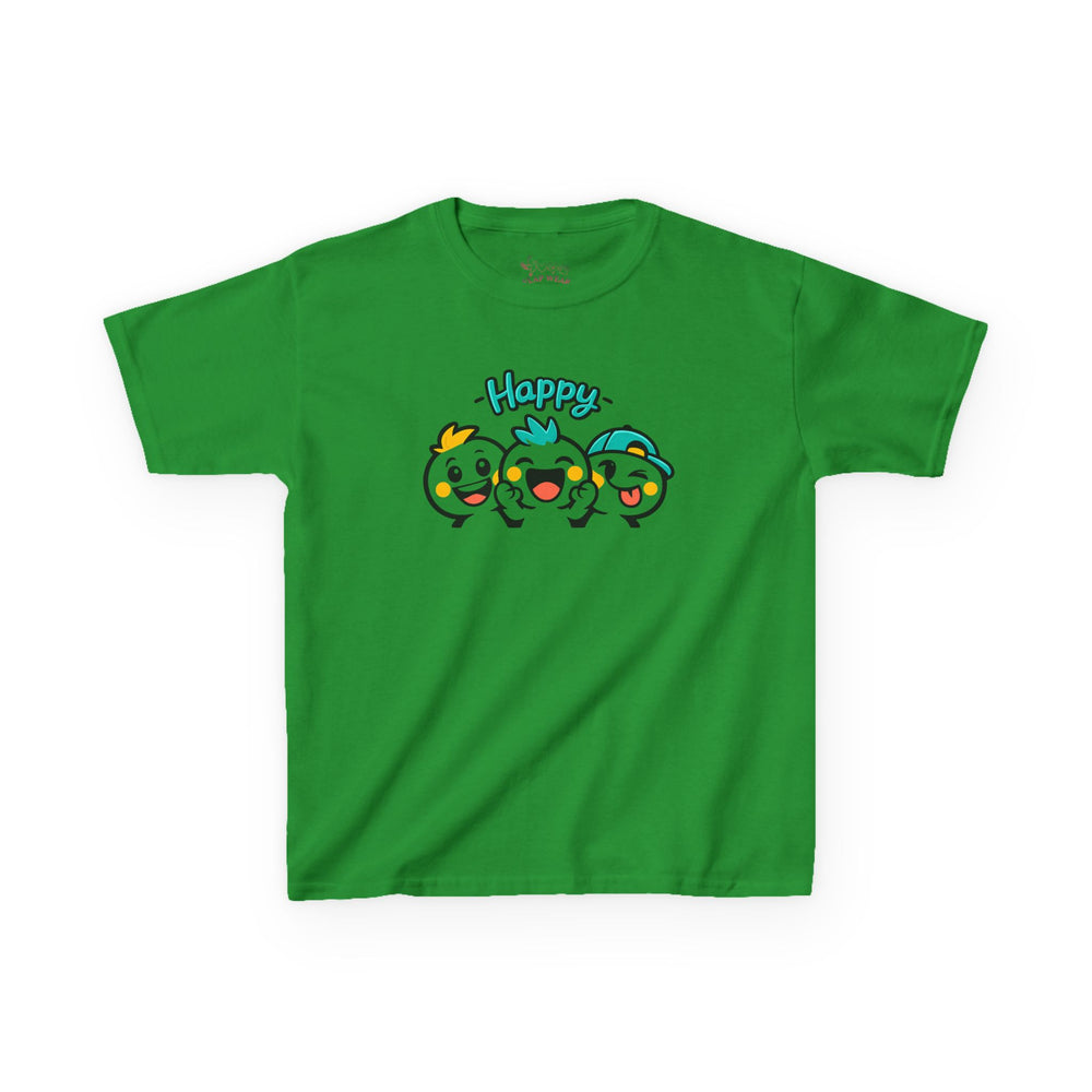 Gildan 5000B | "Happy Trio" Kids' Premium Cotton Graphic Tee | Little Smiles & Winks – Fun Cartoon Kids’ T-Shirt | Joyful Friends Unisex Kids' Summer Graphic Tee