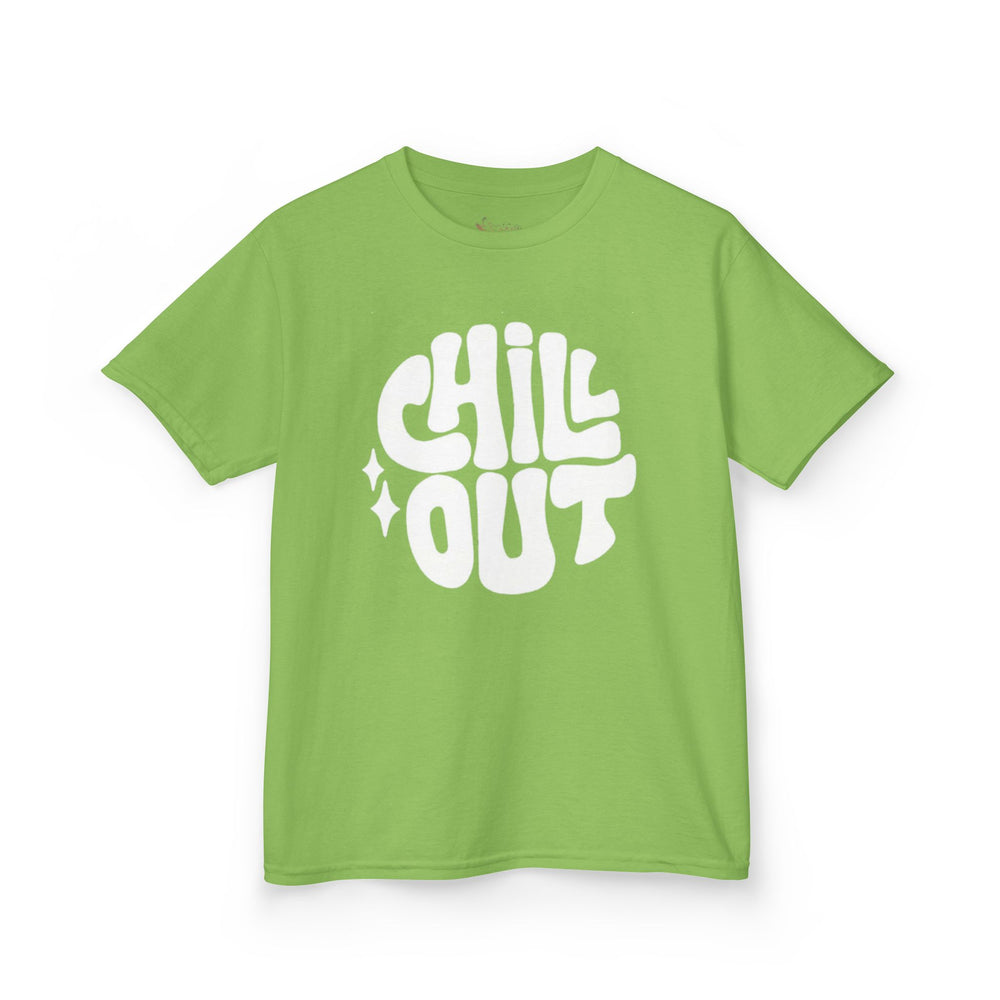 Gildan 5000B | Groovy "Chill Out" Kids' Cotton T-Shirt – Retro Aesthetic Youth Graphic Tee