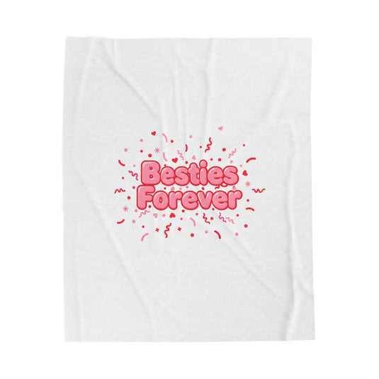 Besties Forever Plush Blanket | Galentine’s Friendship, Pink Red Wordplay