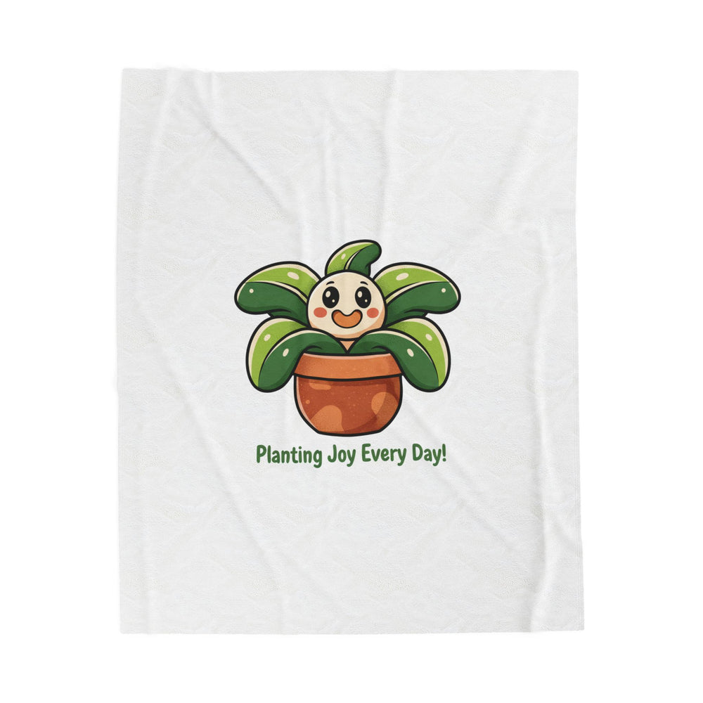 Planting Joy Every Day Blanket | Plant Parent Humor, Sage Cream Botanical Doodle