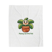 Planting Joy Every Day Blanket | Plant Parent Humor, Sage Cream Botanical Doodle