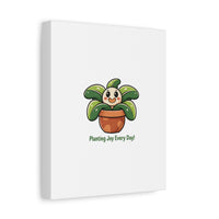 Planting Joy Every Day Canvas | Plant Parent Pun, Sage Cream Botanical Art