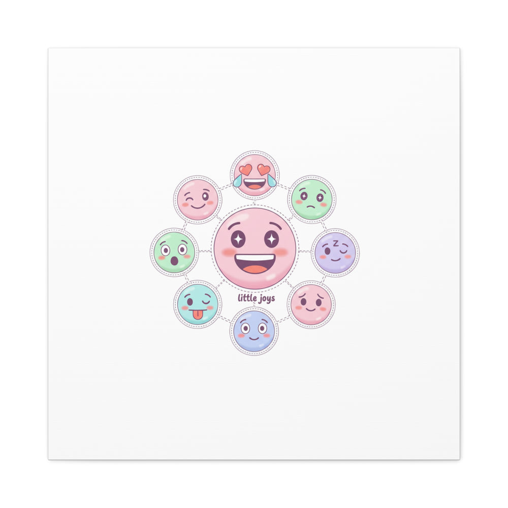 Hand-Drawn Emoticon Sticker Pattern Canvas | Cute Emoji Repeat Print