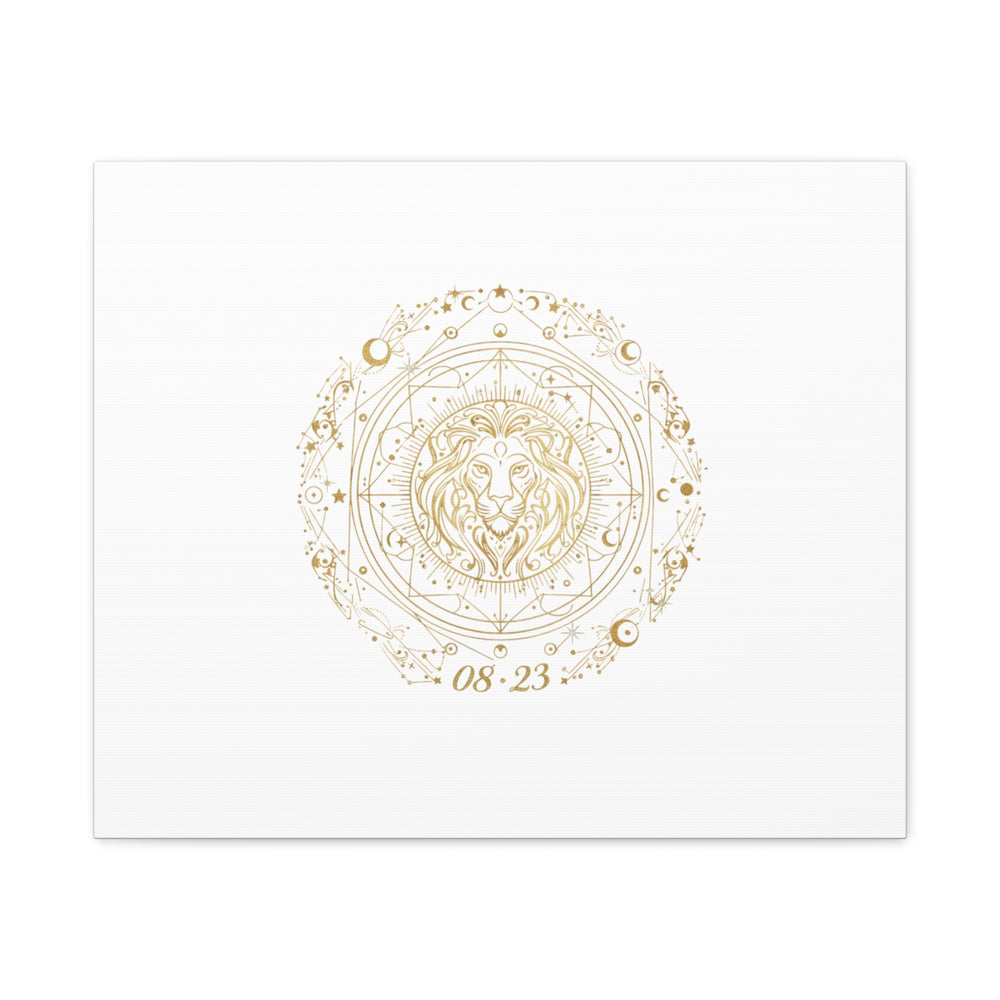 Gold Leo Zodiac Canvas, Astrological Constellation Art | Metallic Lion Wall Art