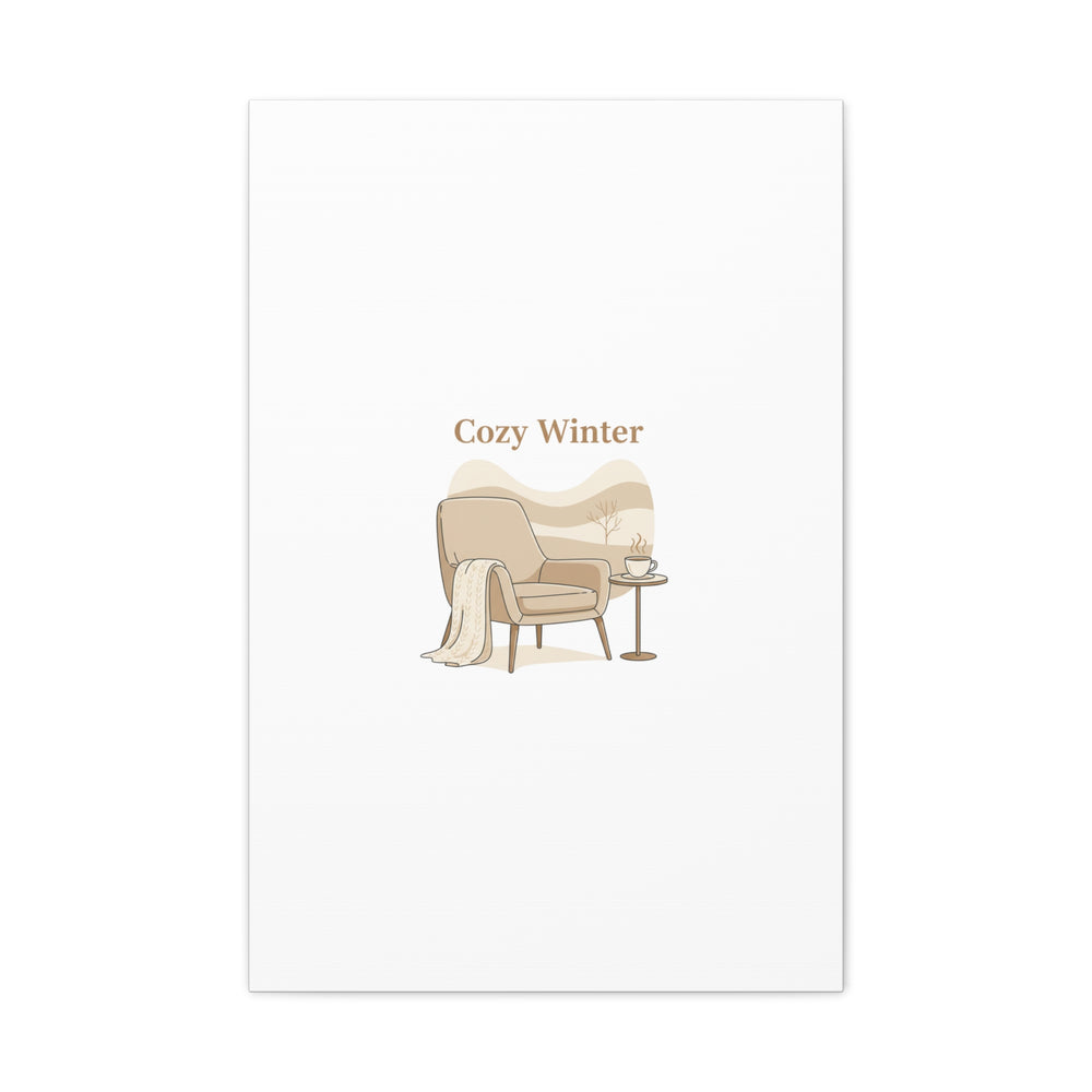 Cozy Winter minimal line art Canvas | Slow Life, soft life neutral wall decor