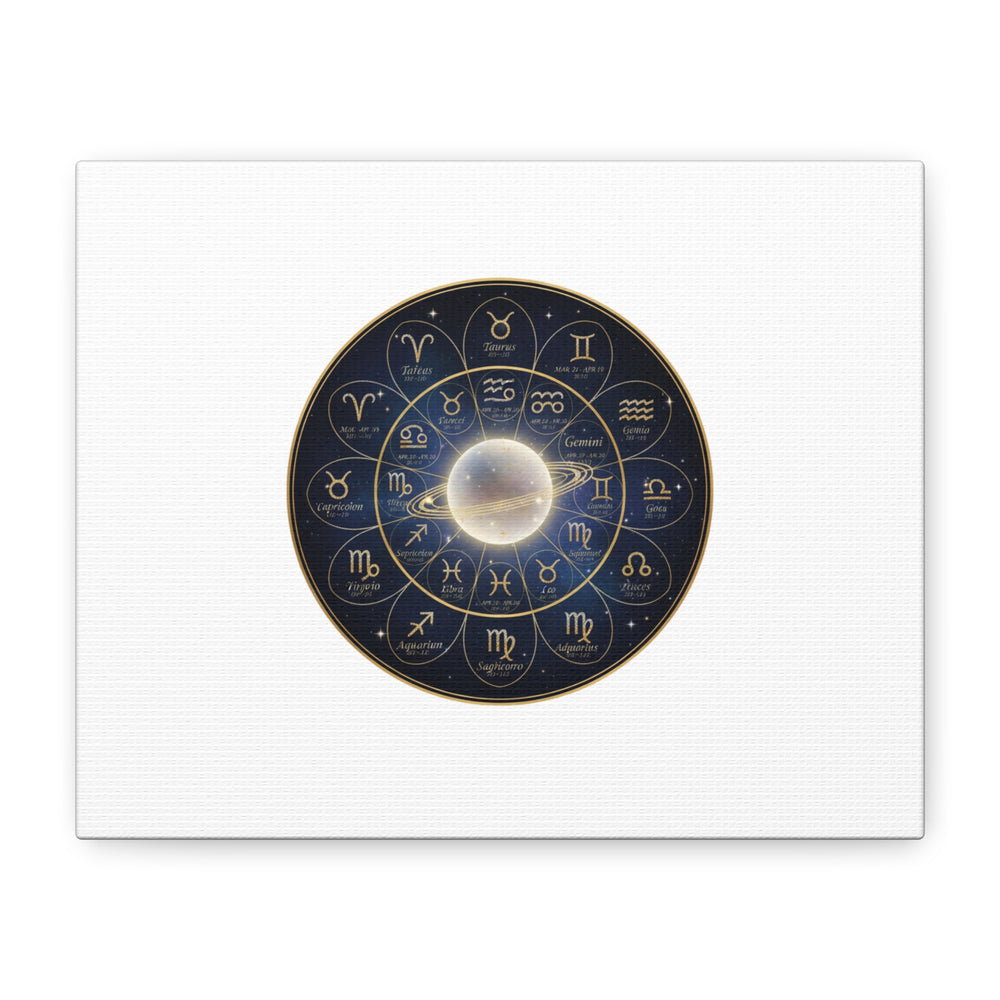 Zodiac Constellation Wheel Canvas, Astrology Art Print | Gold Foil Galaxy