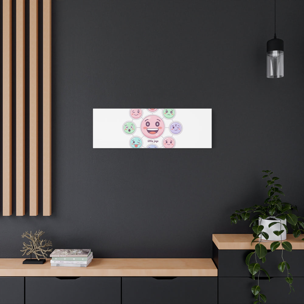 Hand-Drawn Emoticon Sticker Pattern Canvas | Cute Emoji Repeat Print