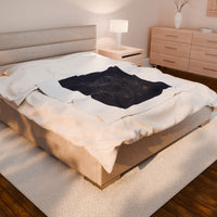 Zodiac Constellation Wheel Velveteen Plush Blanket | Astrological Cosmic Map, Gold Foil Accents