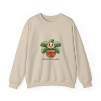Planting Joy Every Day Sweatshirt | Plant Parent Humor, Sage Cream Botanical