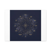 Gold Zodiac Wheel Canvas | Astrology Constellation Art, Cosmic Wall Print