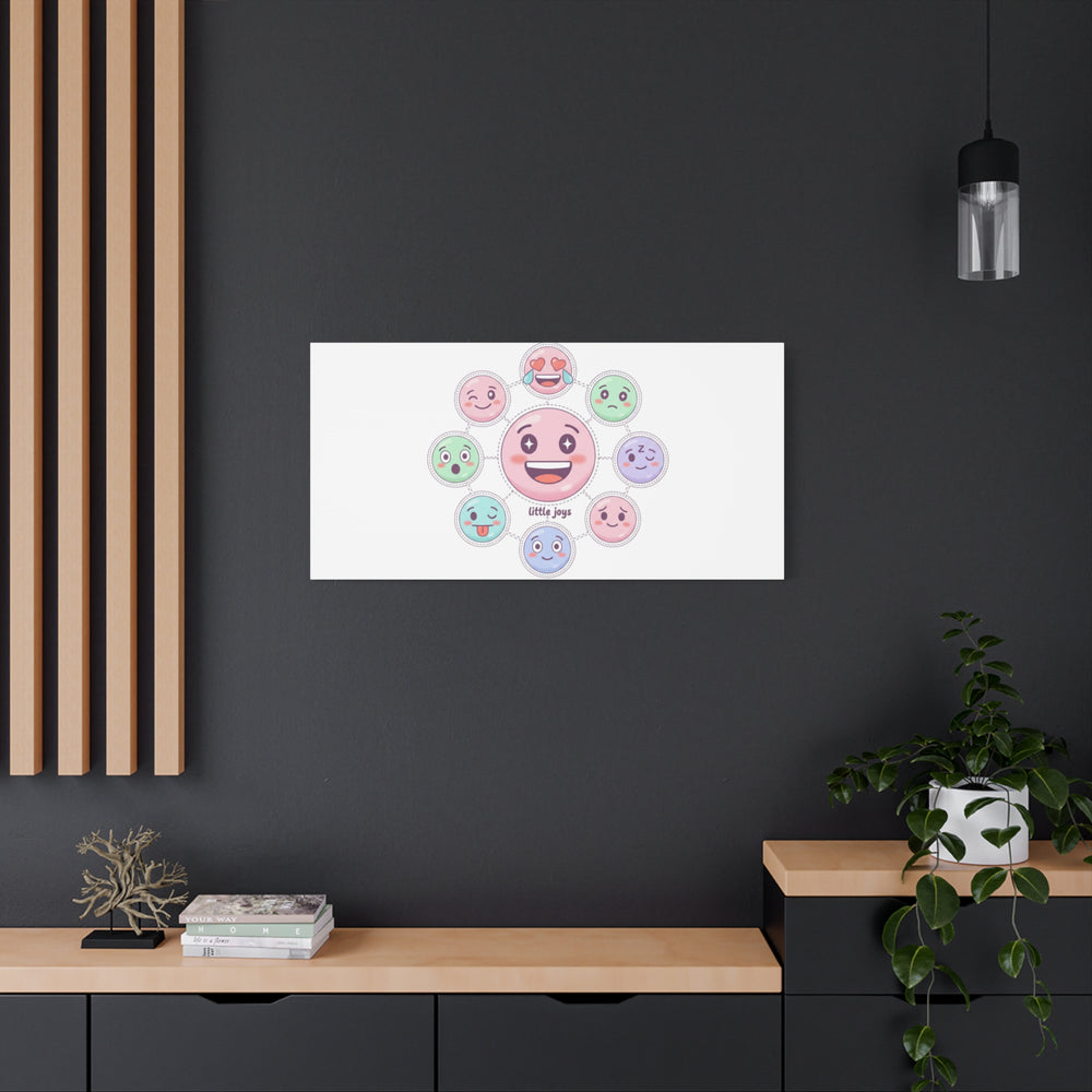 Hand-Drawn Emoticon Sticker Pattern Canvas | Cute Emoji Repeat Print