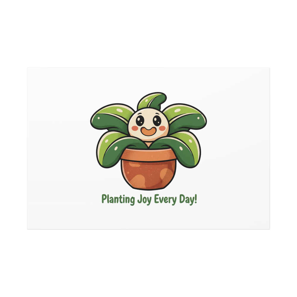 Planting Joy Every Day Canvas | Plant Parent Pun, Sage Cream Botanical Art