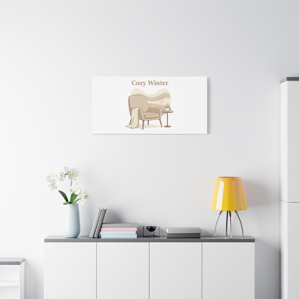 Cozy Winter minimal line art Canvas | Slow Life, soft life neutral wall decor