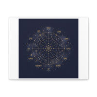 Gold Zodiac Wheel Canvas | Astrology Constellation Art, Cosmic Wall Print