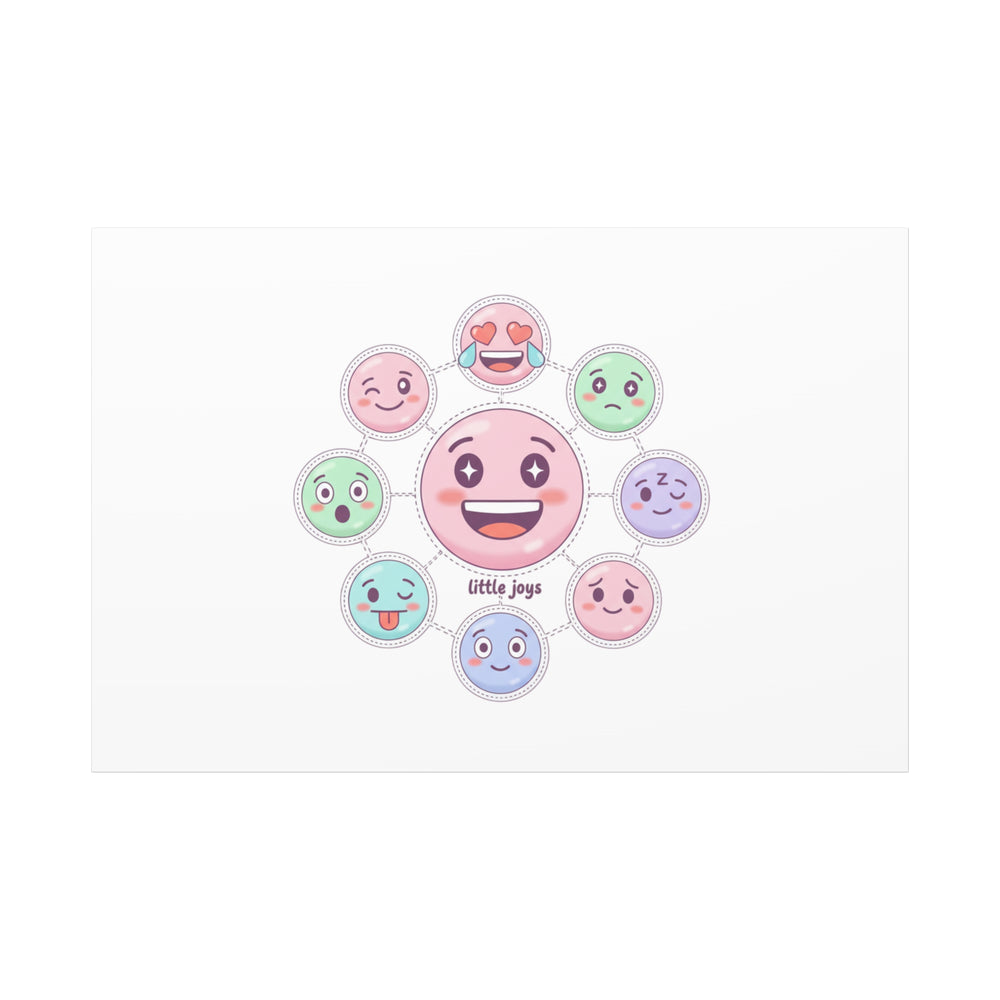 Hand-Drawn Emoticon Sticker Pattern Canvas | Cute Emoji Repeat Print