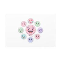 Hand-Drawn Emoticon Sticker Pattern Canvas | Cute Emoji Repeat Print