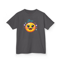 Gildan 5000B | Kids’ "Joy" Smiley Face Tee – Vibrant Graphic Cotton T-Shirt | Joyful Smiley Kids’ T-Shirt – Unisex Summer Apparel | Joy Graphic Tee for Kids – Soft Summer Cotton T-Shirt