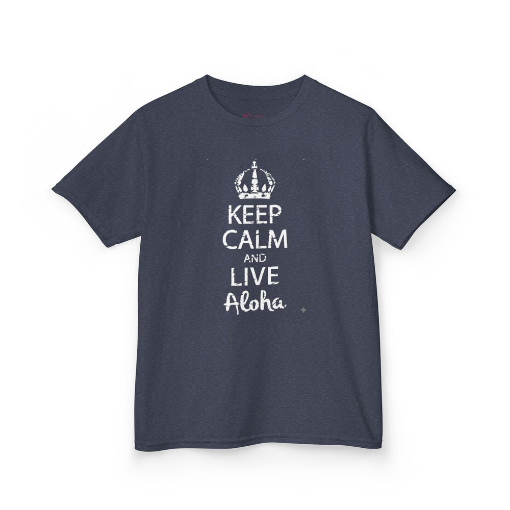 Gildan 5000B | Kids’ "Keep Calm and Live Aloha" Premium Cotton T-Shirt – Comfortable Summer Tee