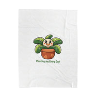 Planting Joy Every Day Blanket | Plant Parent Humor, Sage Cream Botanical Doodle