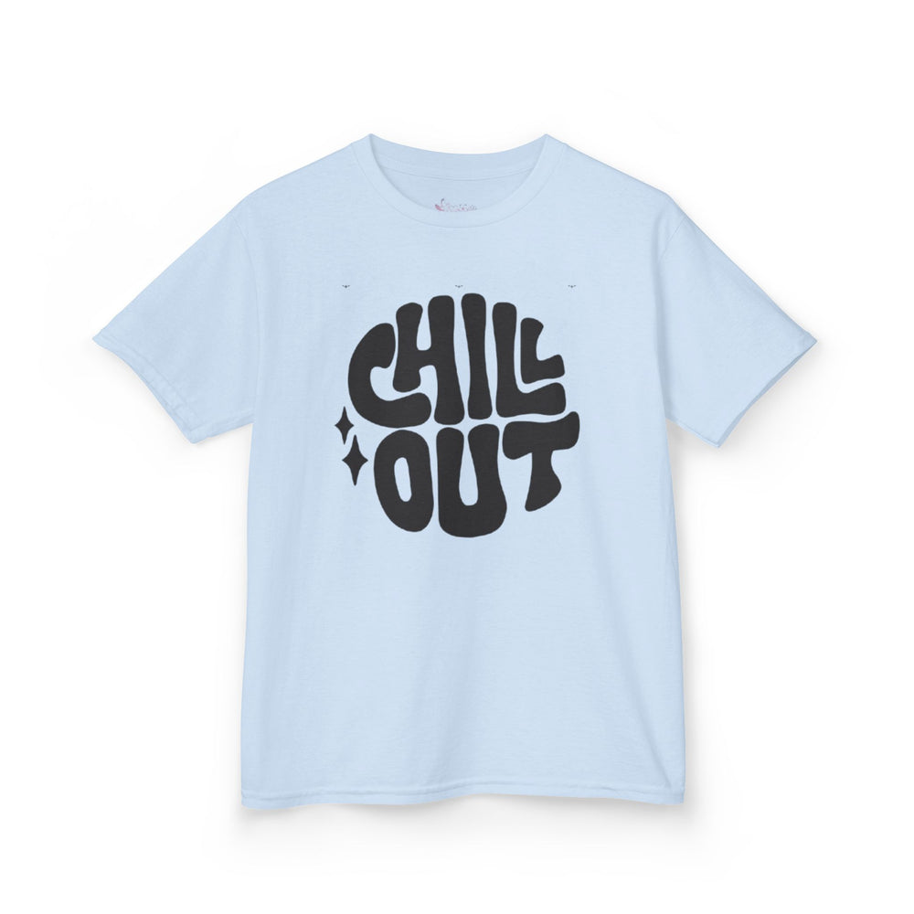 Gildan 5000B | Groovy "Chill Out" Kids' Cotton T-Shirt – Retro Aesthetic Youth Graphic Tee