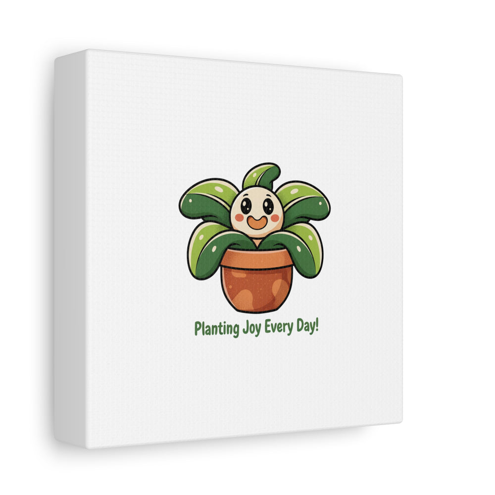 Planting Joy Every Day Canvas | Plant Parent Pun, Sage Cream Botanical Art