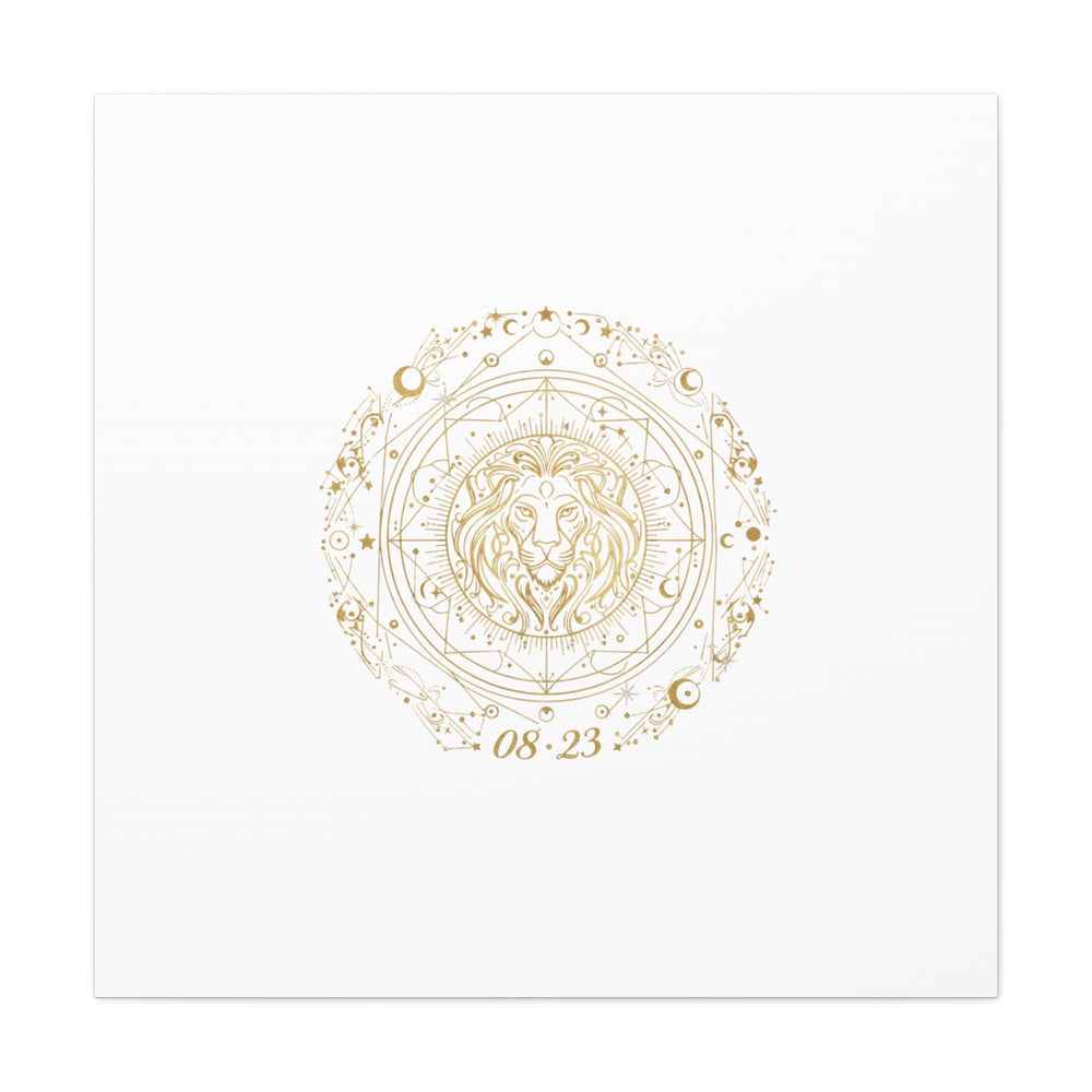 Gold Leo Zodiac Canvas, Astrological Constellation Art | Metallic Lion Wall Art