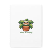 Planting Joy Every Day Canvas | Plant Parent Pun, Sage Cream Botanical Art