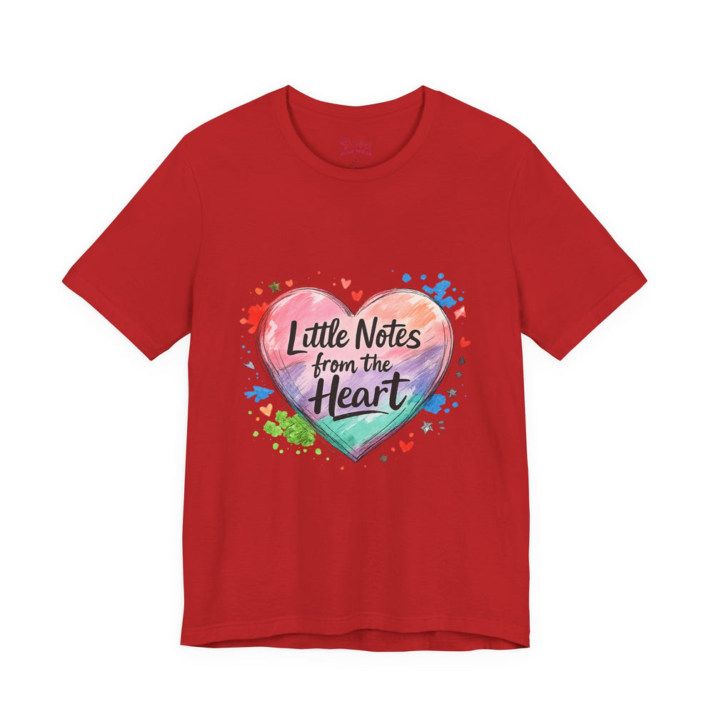 Bella+Canvas 3001 | "Little Notes from the Heart" Heart-Shaped Aesthetic T-Shirt | Little Notes from the Heart Tee | hand‑drawn marker effect, doodle art