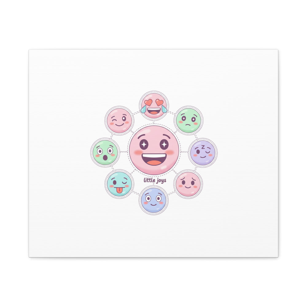 Hand-Drawn Emoticon Sticker Pattern Canvas | Cute Emoji Repeat Print