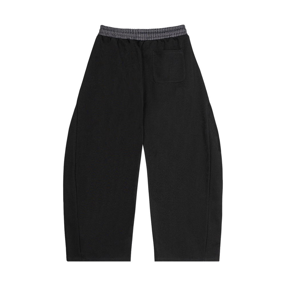 Unisex Plaid Waistband Barrel Sweatpants