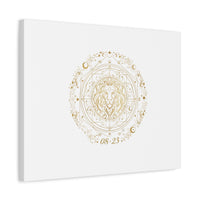 Gold Leo Zodiac Canvas, Astrological Constellation Art | Metallic Lion Wall Art