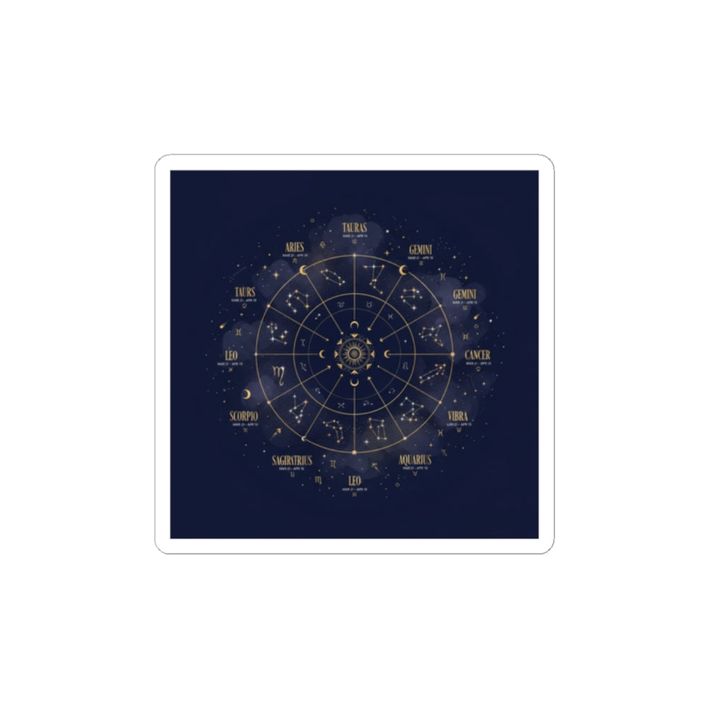 Zodiac Constellation Wheel Sticker | Astrology, Cosmic Gold Foil
