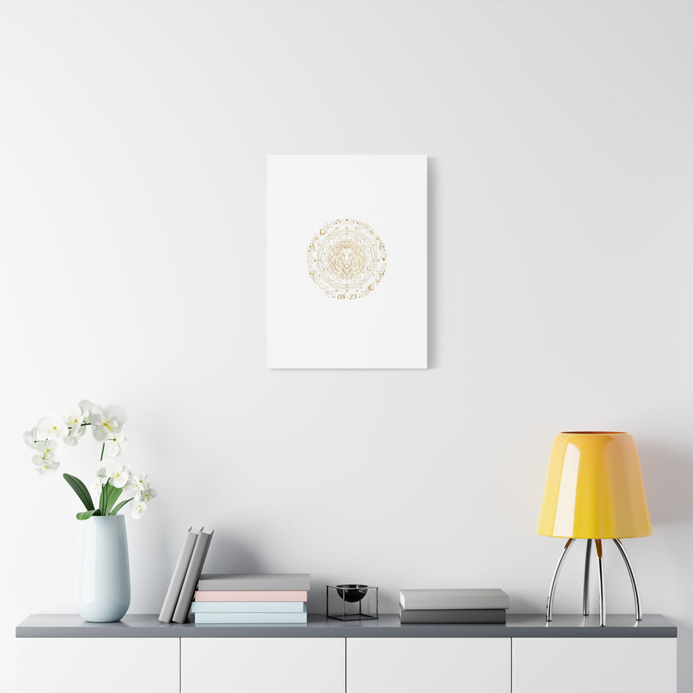 Gold Leo Zodiac Canvas, Astrological Constellation Art | Metallic Lion Wall Art