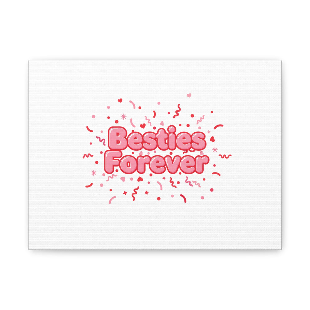 Besties Forever Canvas | Galentine’s Friendship Wall Art, Pink Confetti