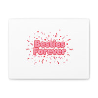 Besties Forever Canvas | Galentine’s Friendship Wall Art, Pink Confetti