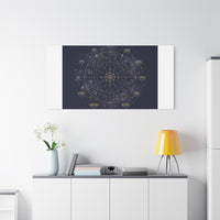 Gold Zodiac Wheel Canvas | Astrology Constellation Art, Cosmic Wall Print
