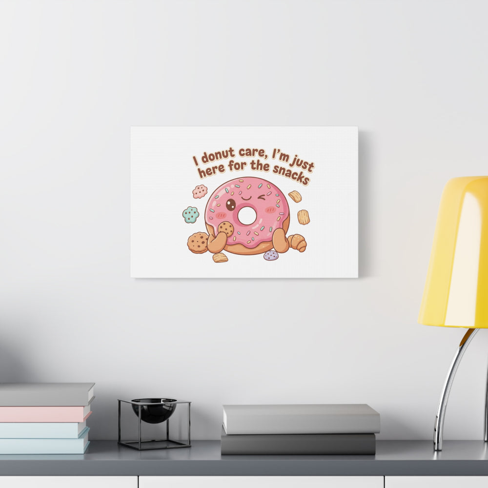 Donut Snacks Pun Canvas | Food & Snack Humor, Cozy Kawaii Art