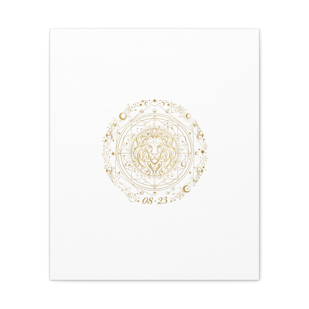 Gold Leo Zodiac Canvas, Astrological Constellation Art | Metallic Lion Wall Art
