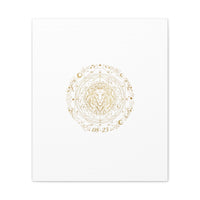 Gold Leo Zodiac Canvas, Astrological Constellation Art | Metallic Lion Wall Art
