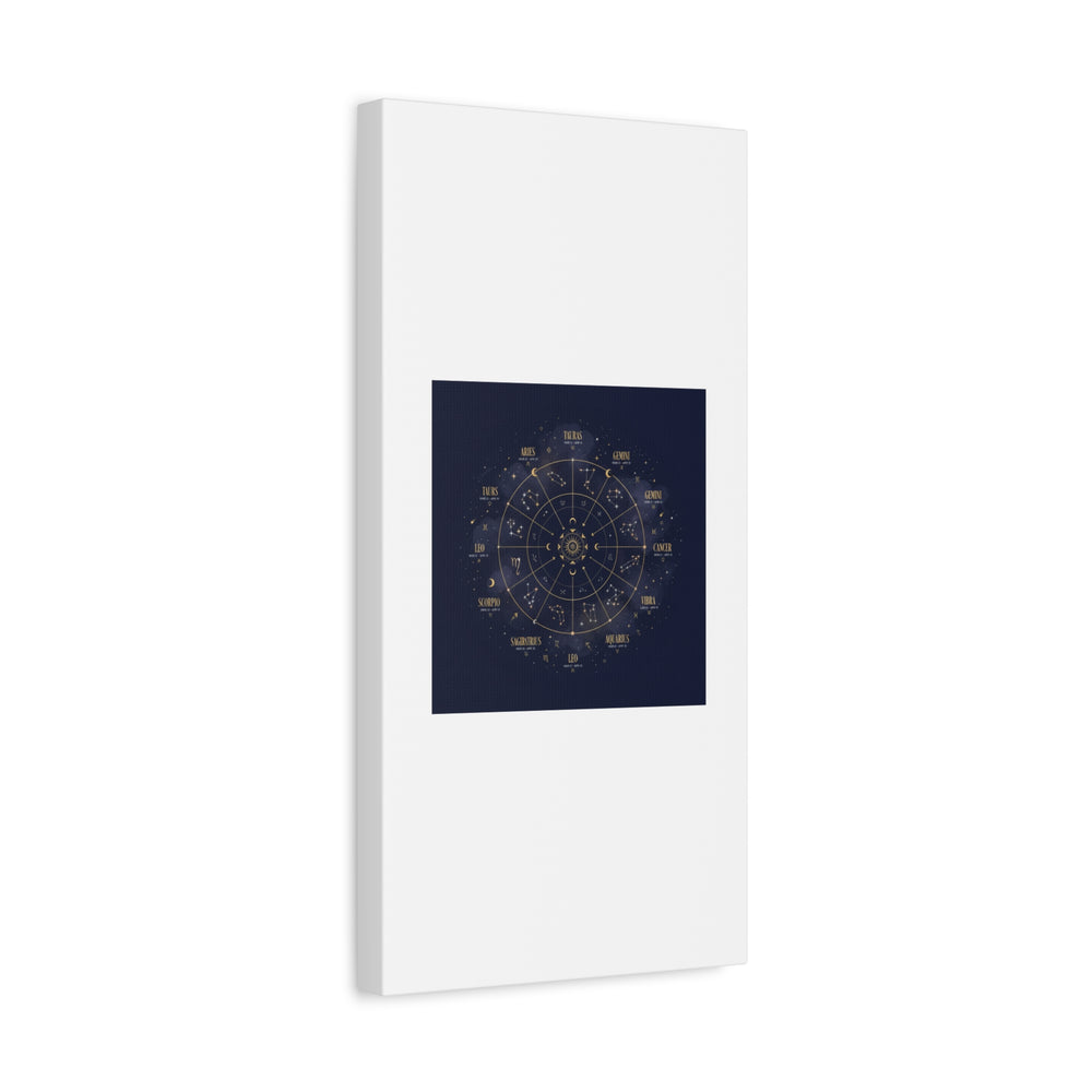 Gold Zodiac Wheel Canvas | Astrology Constellation Art, Cosmic Wall Print