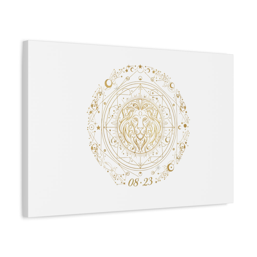 Gold Leo Zodiac Canvas, Astrological Constellation Art | Metallic Lion Wall Art