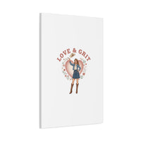 Love & Grit Canvas, Western Valentine Cowgirl Heart Poster | Cowboy Valentine
