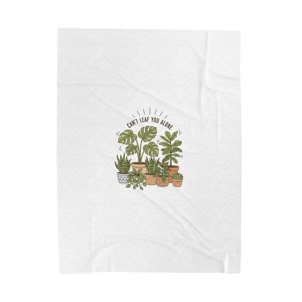 Don’t Leaf You Alone Velveteen Plush Blanket | Plant Parent Humor, Sage Cream Palette