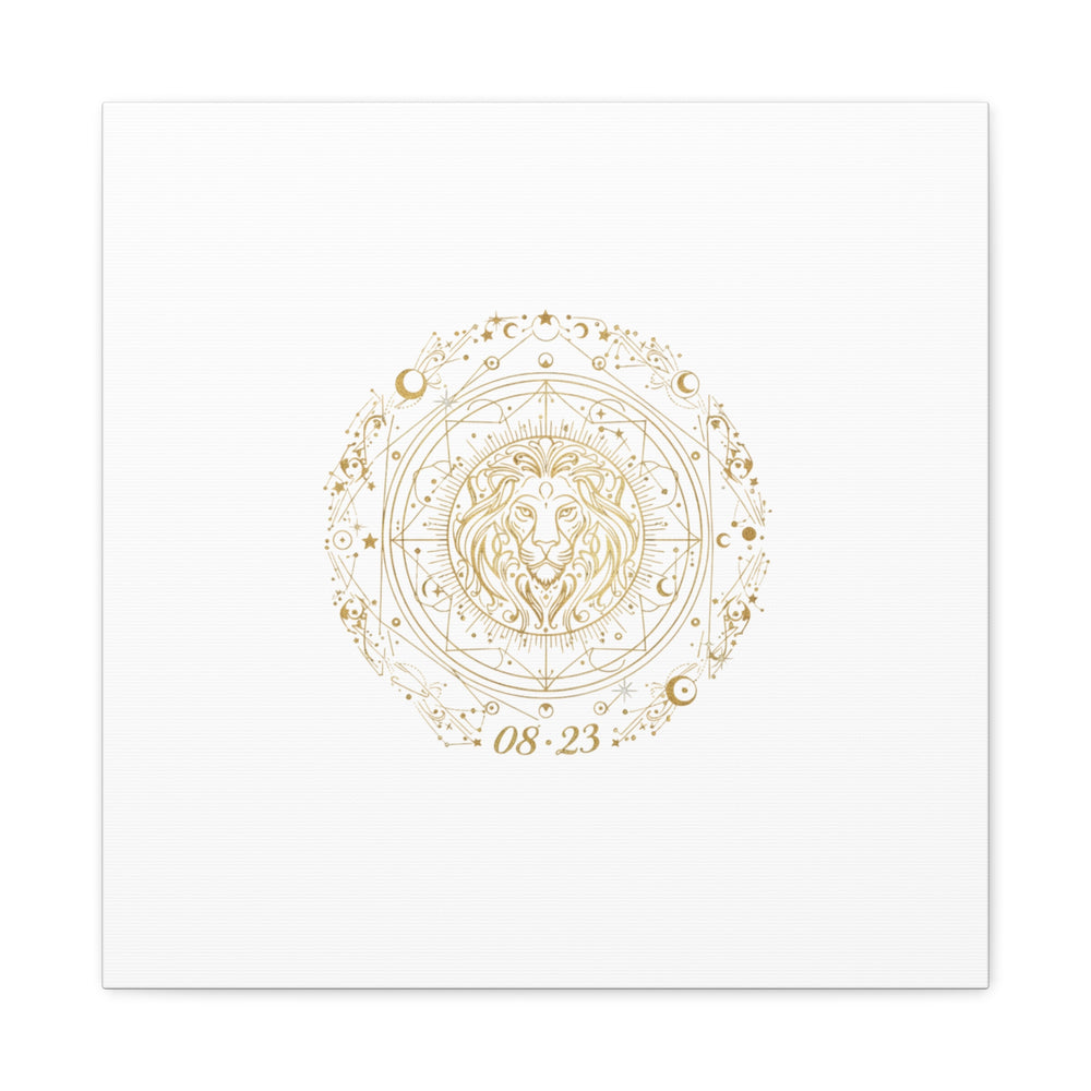 Gold Leo Zodiac Canvas, Astrological Constellation Art | Metallic Lion Wall Art