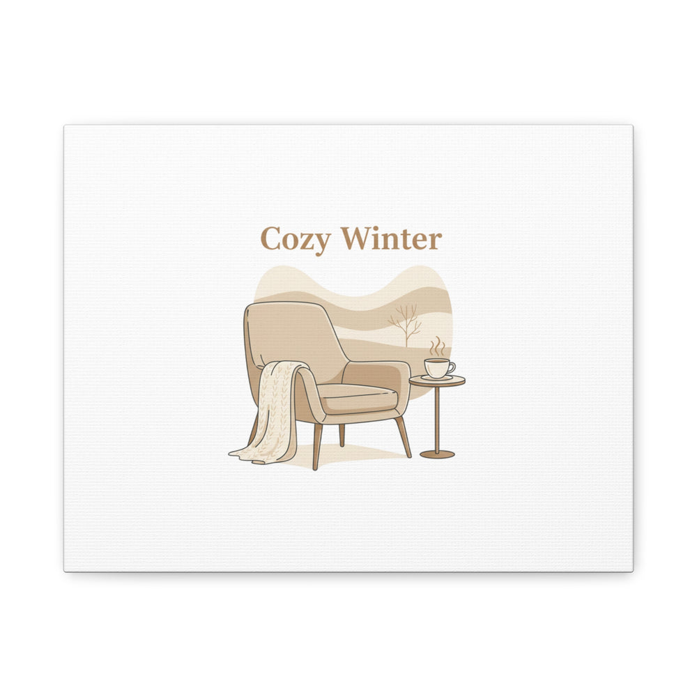 Cozy Winter minimal line art Canvas | Slow Life, soft life neutral wall decor